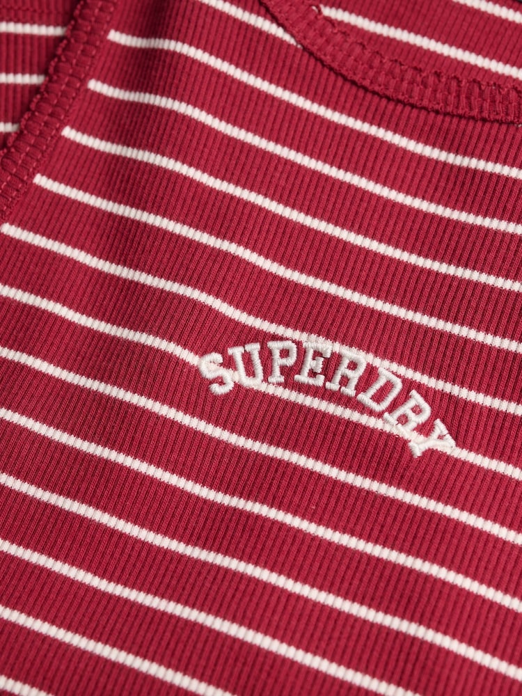 Superdry Red Essential Logo Striped Racer Vest Top - Image 5 of 5