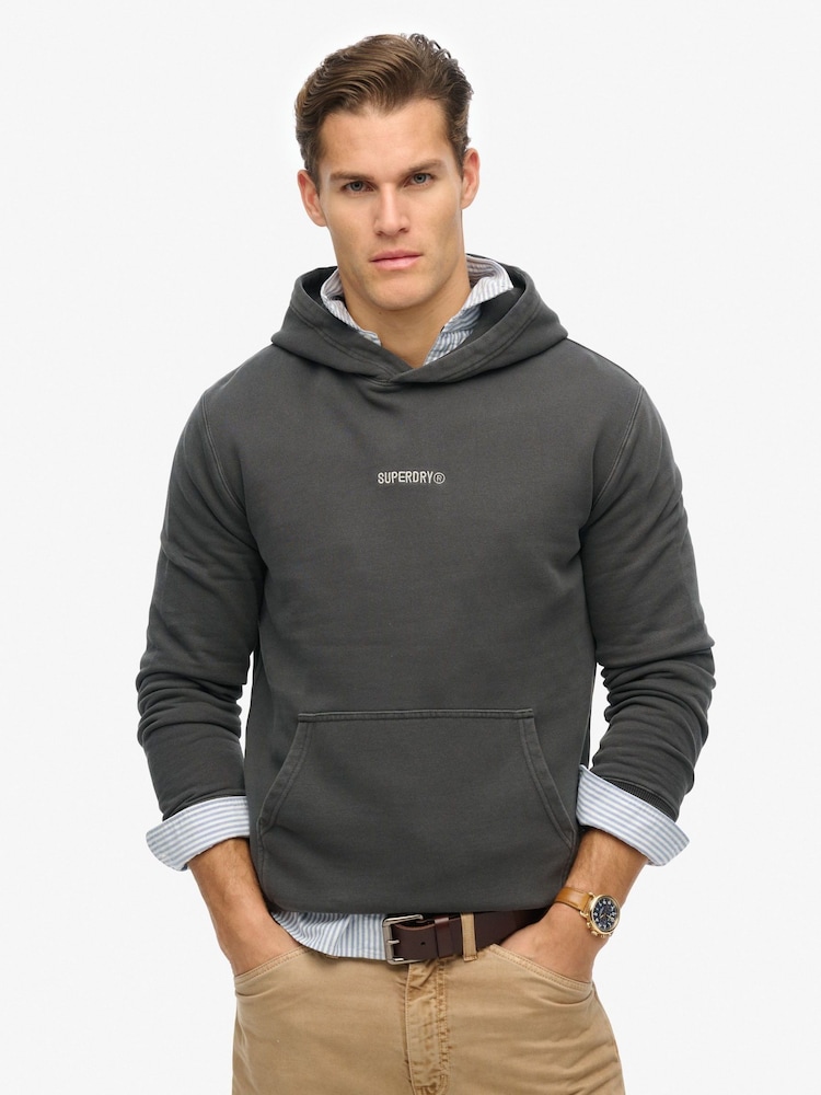 Superdry Grey Micro Logo Hoodie - Image 1 of 6