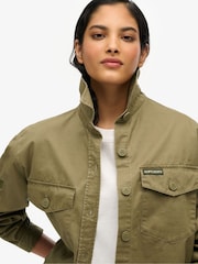 Superdry Green Oversized Military Embellished 100% Cotton Jacket - Image 3 of 5