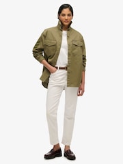 Superdry Green Oversized Military Embellished 100% Cotton Jacket - Image 4 of 5