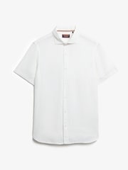 Superdry White Embroidered Vacation 100% Linen Shirt - Image 5 of 6