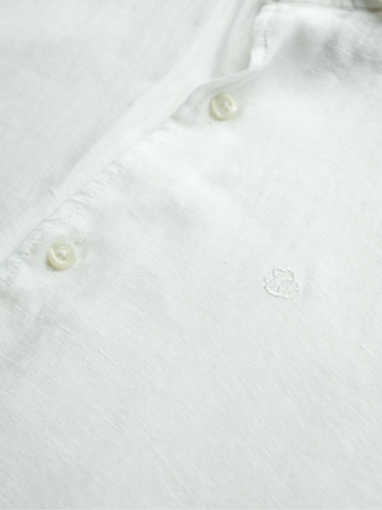 Superdry White Embroidered Vacation 100% Linen Shirt - Image 6 of 6