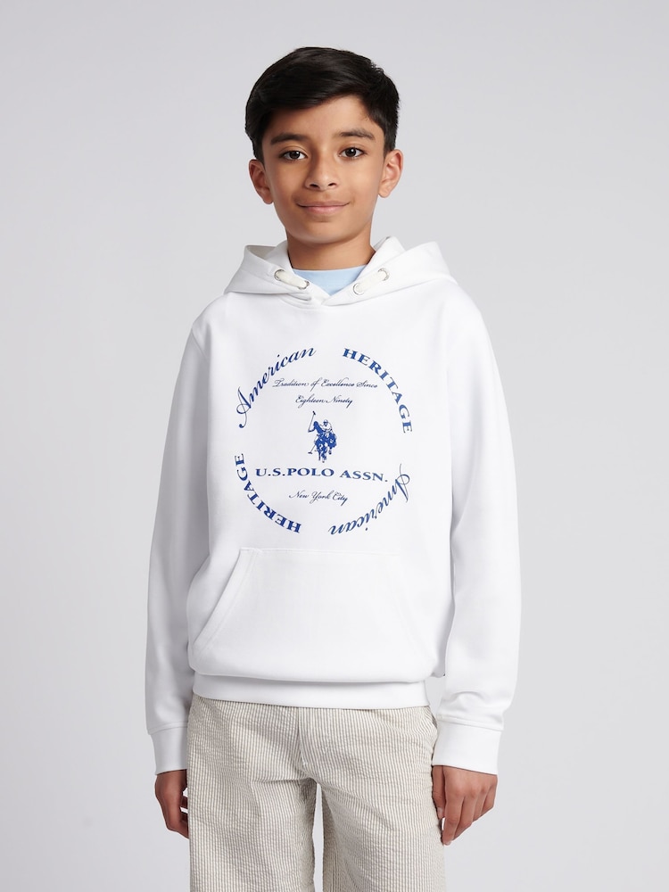 U.S. Polo Assn. White Boys Premium Print Interlock Hoodie - Image 1 of 8
