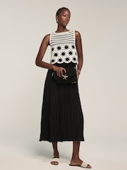 Mint Velvet Black Crochet Midi Dress - Image 1 of 8
