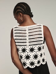 Mint Velvet Black Crochet Midi Dress - Image 5 of 8
