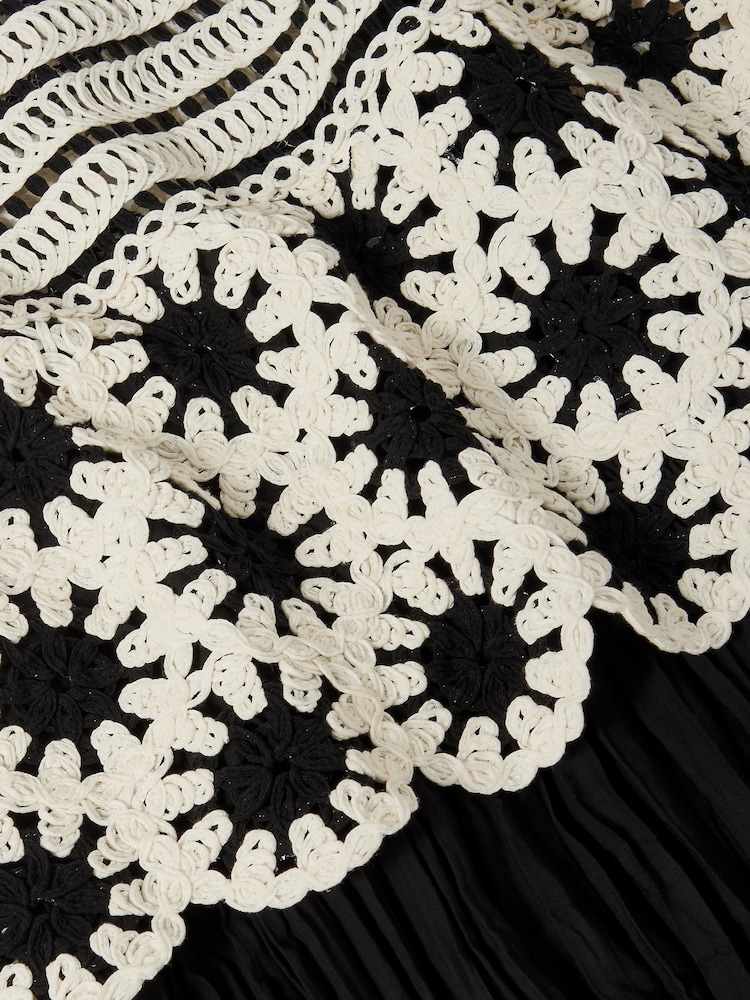 Mint Velvet Black Crochet Midi Dress - Image 8 of 8
