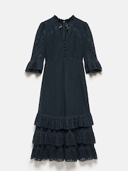 Mint Velvet Blue Lace Mesh Ruffle Maxi Dress - Image 7 of 9
