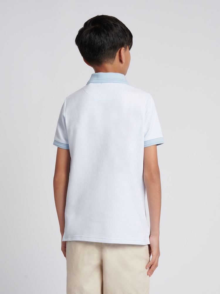 U.S. Polo Assn. Blue Boys Smart Two Tone Zip Polo Shirt - Image 2 of 7