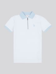 U.S. Polo Assn. Blue Boys Smart Two Tone Zip Polo Shirt - Image 5 of 7
