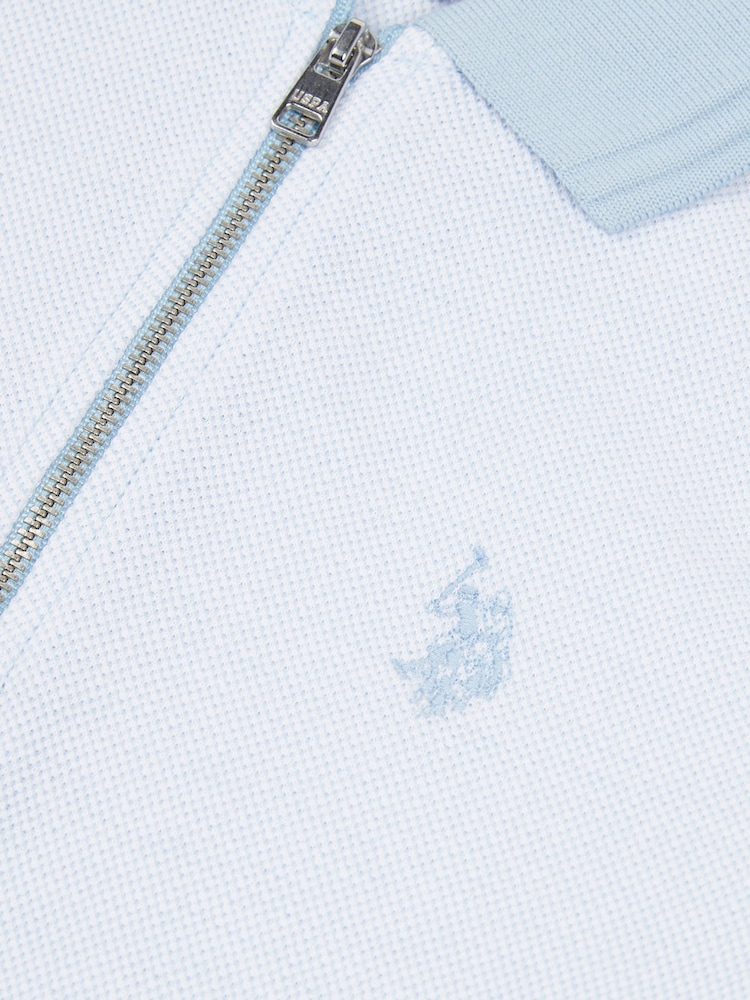 U.S. Polo Assn. Blue Boys Smart Two Tone Zip Polo Shirt - Image 7 of 7