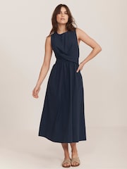 Mint Velvet Blue Twist 100% Cotton Midi Dress - Image 1 of 8
