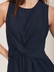 Mint Velvet Blue Twist 100% Cotton Midi Dress - Image 4 of 8