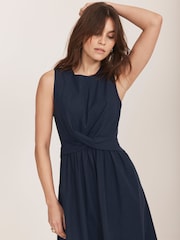 Mint Velvet Blue Twist 100% Cotton Midi Dress - Image 5 of 8