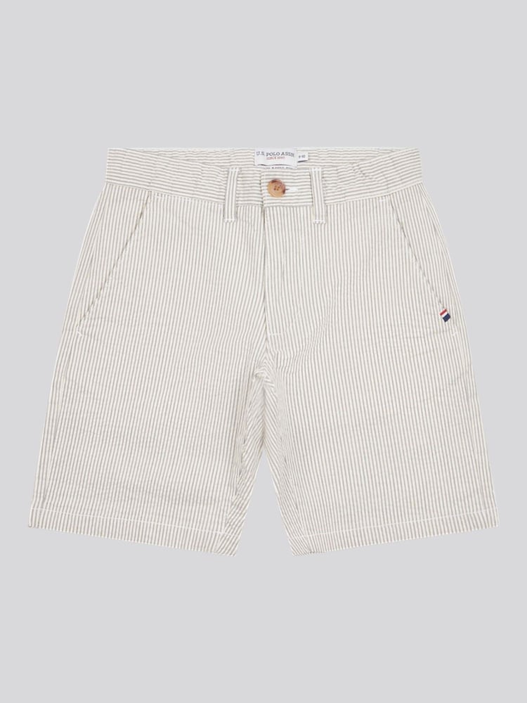 U.S. Polo Assn. Grey Boys Seersucker 100% Cotton Chino Shorts - Image 1 of 4
