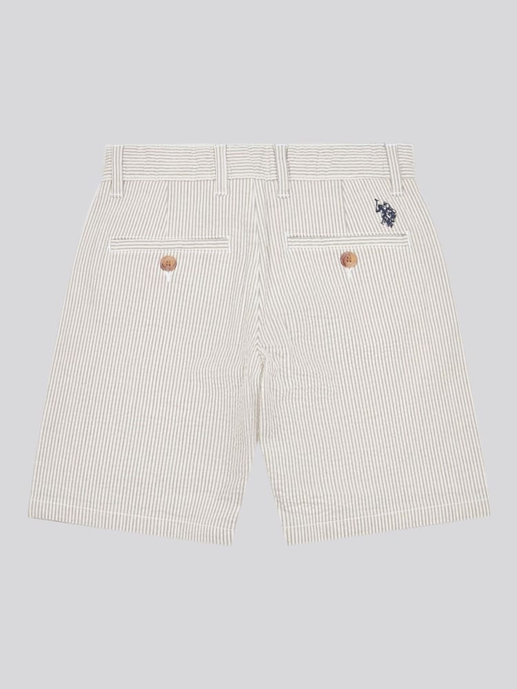 U.S. Polo Assn. Grey Boys Seersucker 100% Cotton Chino Shorts - Image 2 of 4