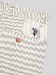 U.S. Polo Assn. Grey Boys Seersucker 100% Cotton Chino Shorts - Image 4 of 4