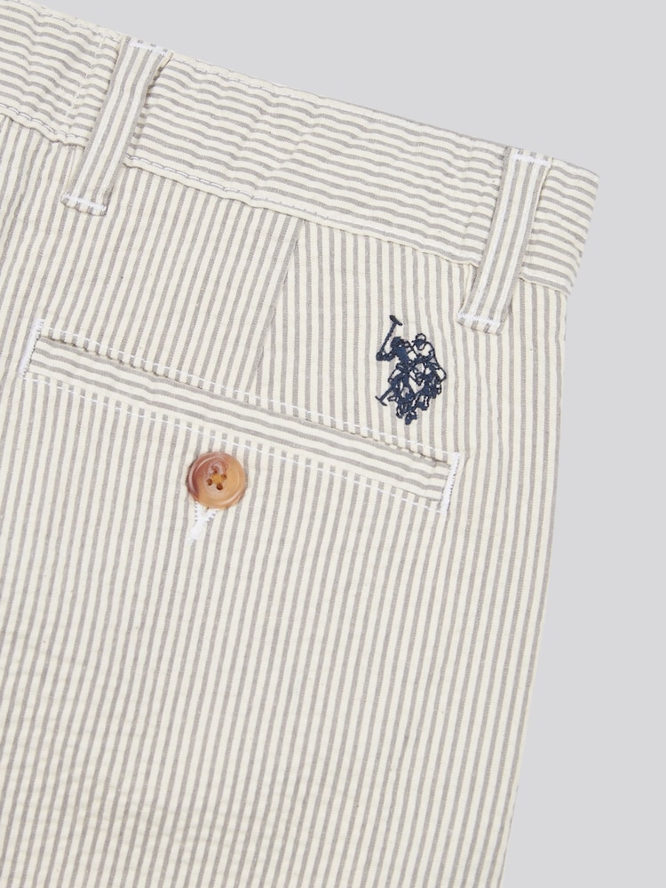 U.S. Polo Assn. Grey Boys Seersucker 100% Cotton Chino Shorts - Image 4 of 4