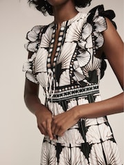 Mint Velvet Black Shell Print 100% Cotton Midi Dress - Image 4 of 8