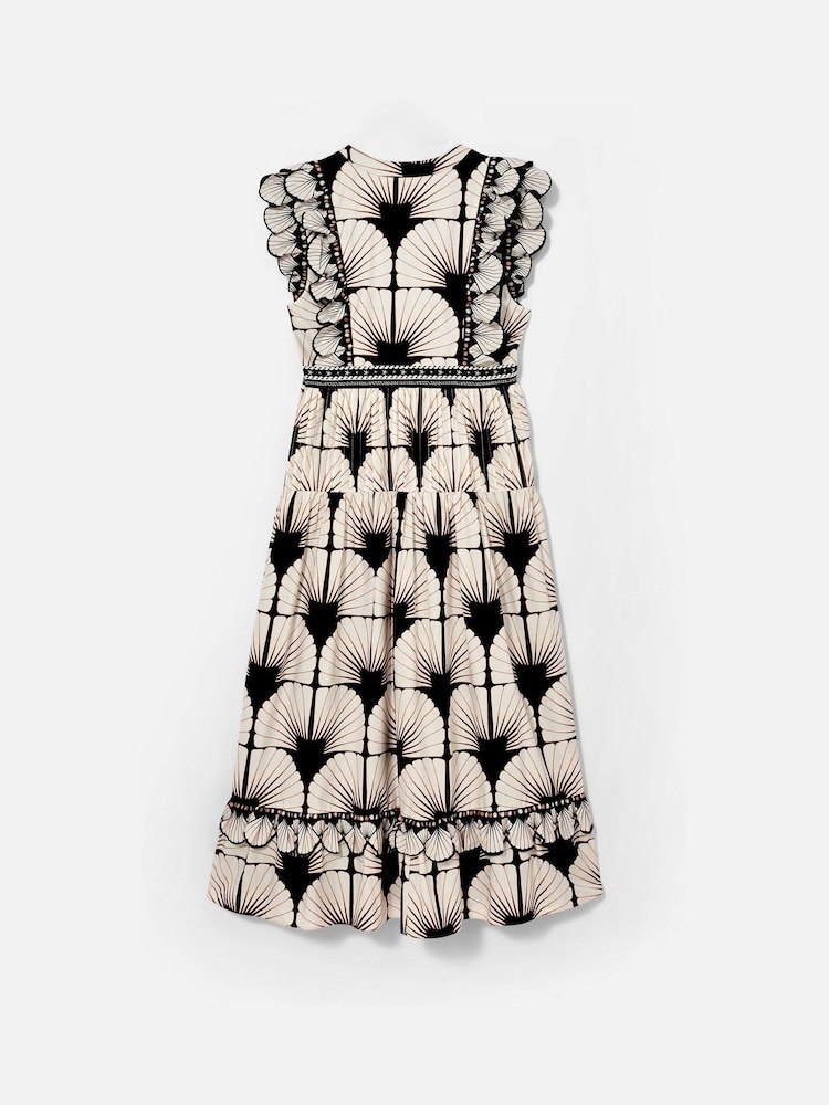 Mint Velvet Black Shell Print 100% Cotton Midi Dress - Image 8 of 8