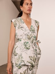 Mint Velvet Green Palm Print 100% Cotton Wrap Top - Image 4 of 8