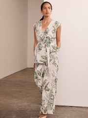 Mint Velvet Green Palm Print 100% Cotton Wrap Top - Image 6 of 8
