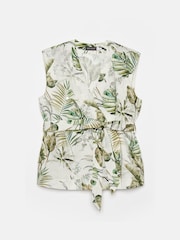 Mint Velvet Green Palm Print 100% Cotton Wrap Top - Image 7 of 8