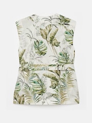 Mint Velvet Green Palm Print 100% Cotton Wrap Top - Image 8 of 8