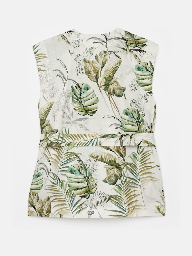 Mint Velvet Green Palm Print 100% Cotton Wrap Top - Image 8 of 8