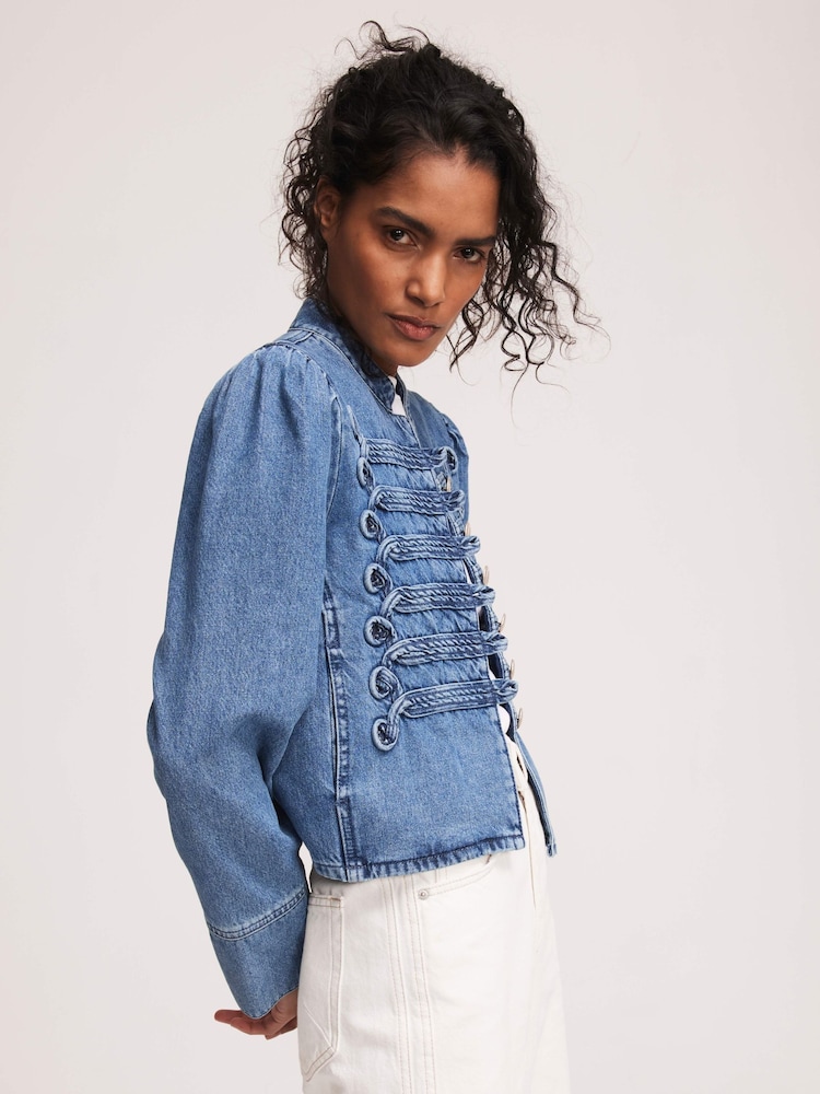 Mint Velvet Wash Denim Military 100% Cotton Jacket - Image 3 of 8