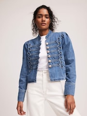 Mint Velvet Blue Wash Denim Military 100% Cotton Jacket - Image 5 of 8