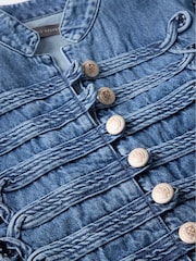 Mint Velvet Blue Wash Denim Military 100% Cotton Jacket - Image 8 of 8