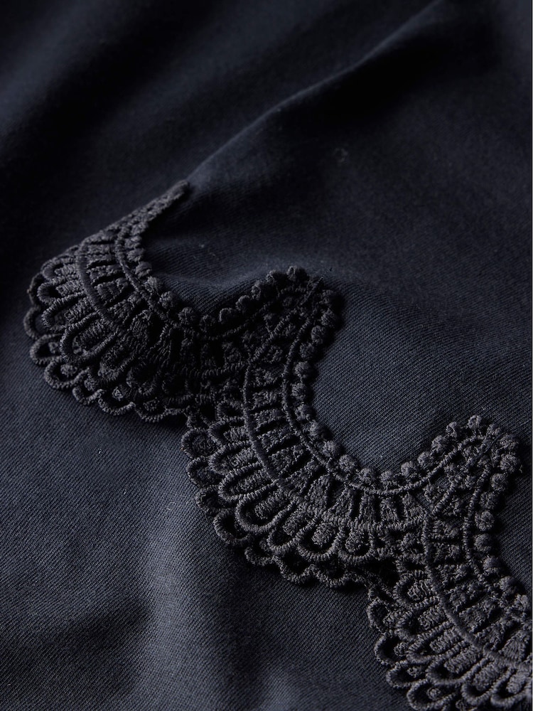 Mint Velvet Blue Lace Trim 100% Cotton T-Shirt - Image 6 of 6