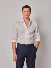 Hawes & Curtis 100% Linen Slim White Shirt - Image 1 of 3