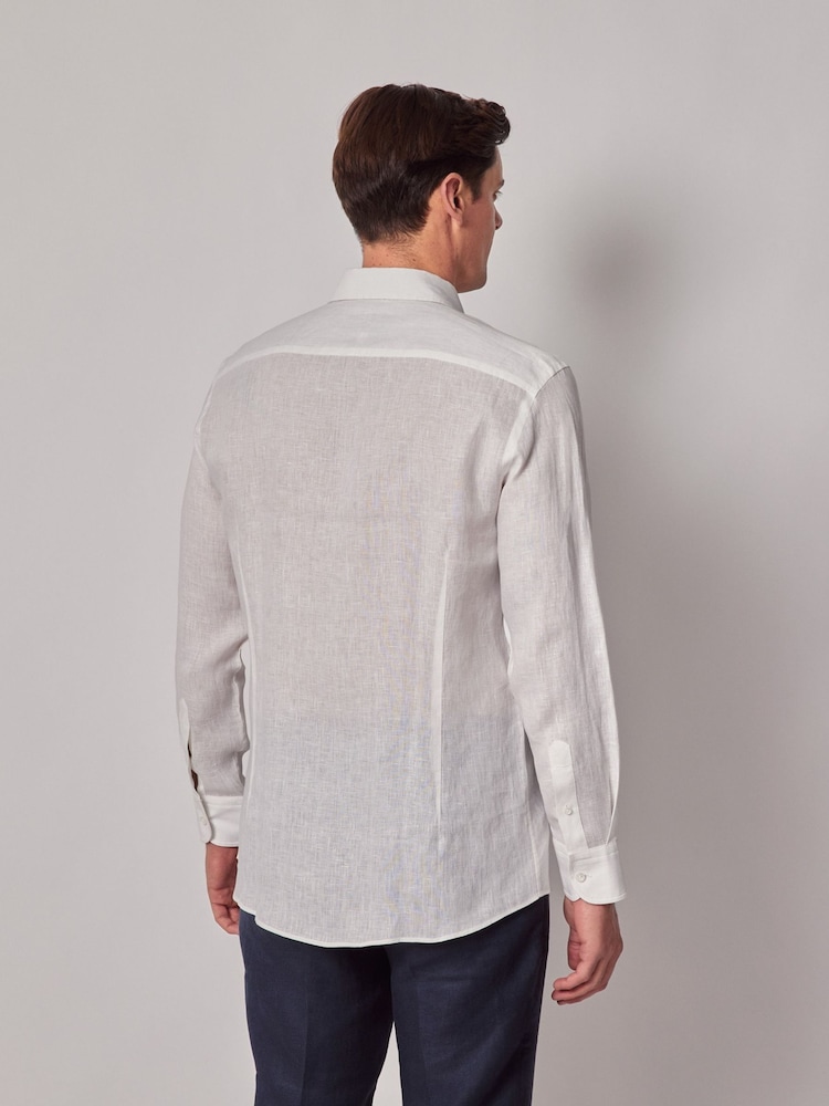 Hawes & Curtis 100% Linen Slim White Shirt - Image 2 of 3