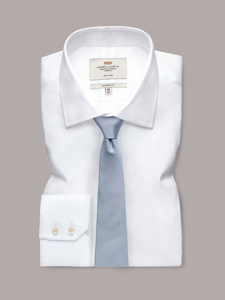 Hawes & Curtis Blue Plain Repp Tie - Image 1 of 2