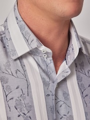 Hawes & Curtis Blaues Slim-Fit-Hemd aus 100% Baumwoll-Jacquard mit Streifen - Bild 3 von 3