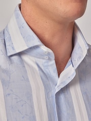 Hawes & Curtis Blue 100% Cotton Stripe Jacquard Slim Shirt - Bild 2 von 3