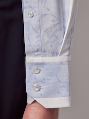 Hawes & Curtis Blue 100% Cotton Stripe Jacquard Slim Shirt - Bild 3 von 3