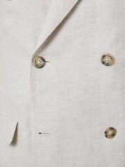 Hawes & Curtis Cream Double Breasted 100% Linen Tailored Suit Jacket - Image 4 of 4