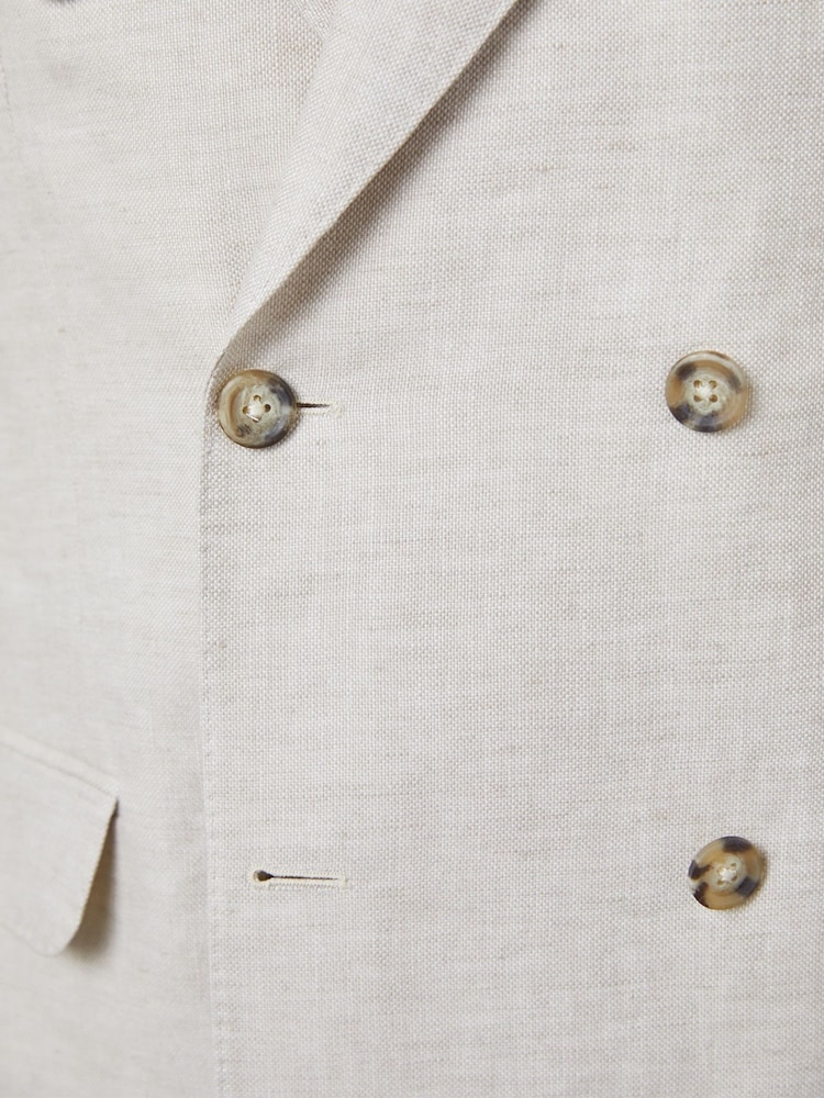 Hawes & Curtis Cream Double Breasted 100% Linen Tailored Suit Jacket - Image 4 of 4