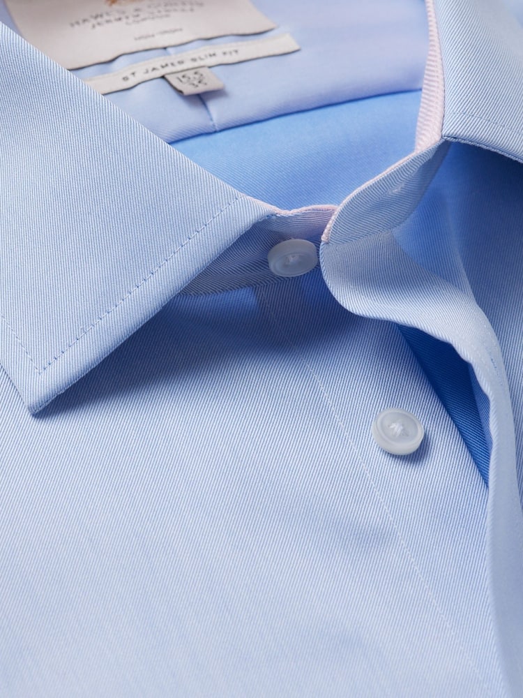 Hawes & Curtis Blue 100% Cotton Pick And Pick Slim Shirt - Image 3 of 3