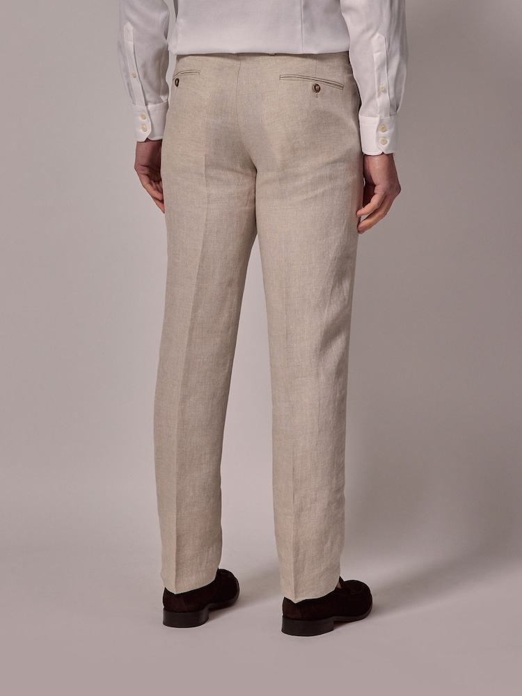 Hawes & Curtis Cream Tailored Italian 100% Cotton Hemmed Trousers - Image 2 of 3