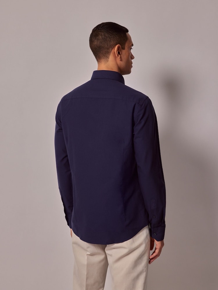 Hawes & Curtis Blue Oxford Shirt Plain 100% Cotton Shirt - Image 2 of 3 Hawes & Curtis Blue Oxford Shirt Plain 100% Cotton Shirt - Image 2 of 3