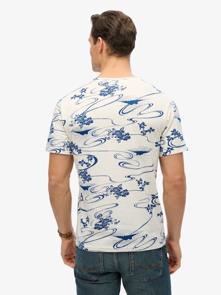 Superdry White Classic Essential Printed 100% Cotton T-Shirt - Image 2 of 6