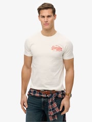 Superdry Cream Vintage Logo Tokyo Relaxed 100% Cotton T-Shirt - Image 1 of 6