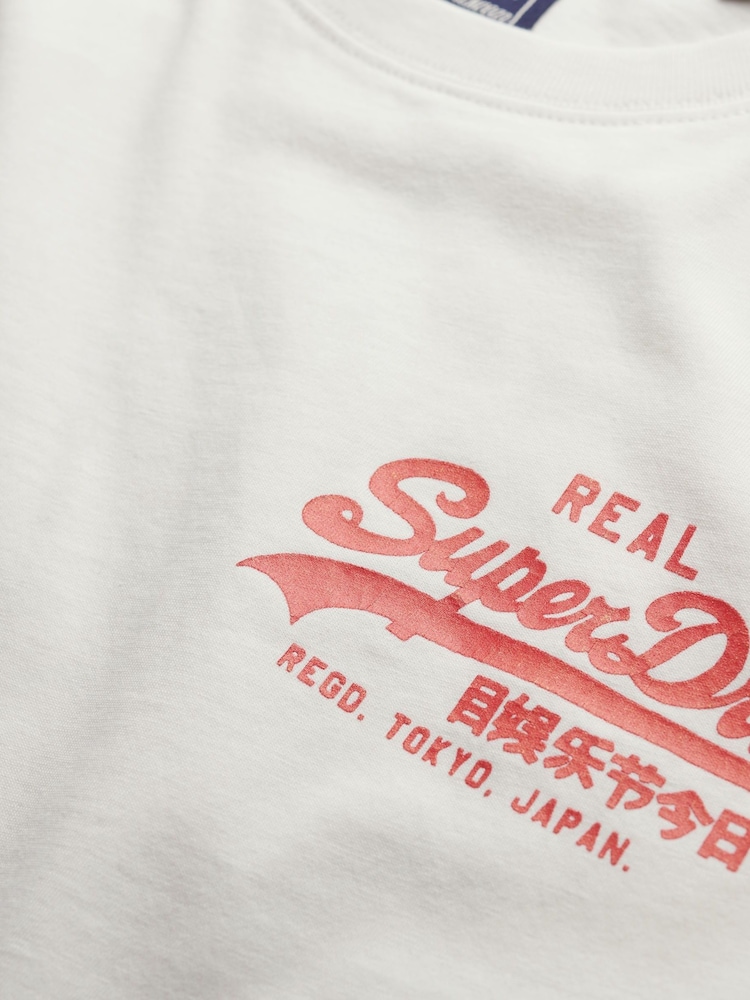 Superdry Cream Vintage Logo Tokyo Relaxed 100% Cotton T-Shirt - Image 6 of 6
