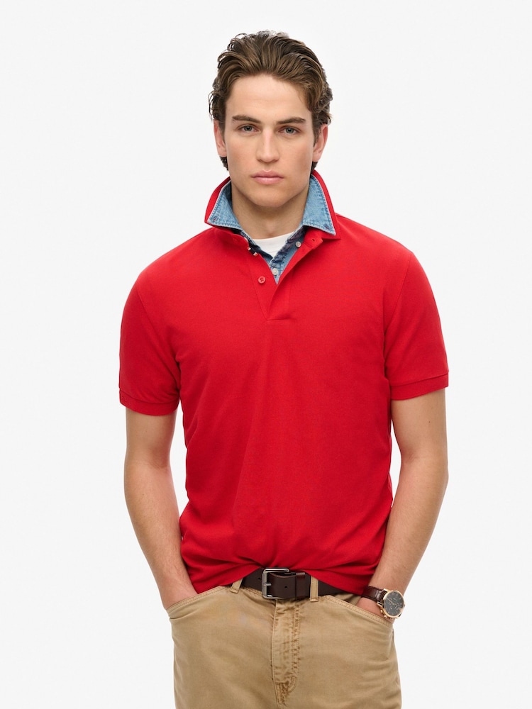 Superdry Red City Pique Polo Shirt - Image 1 of 5