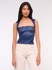 Abercrombie & Fitch Blue Zebra Print Seamless Square Neck Top - Image 1 of 6