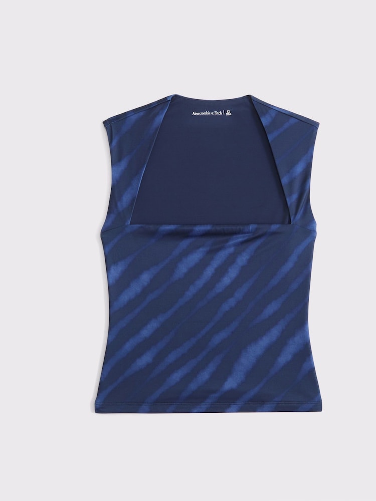 Abercrombie & Fitch Blue Zebra Print Seamless Square Neck Top - Image 6 of 6