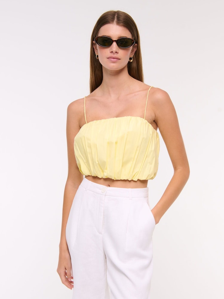 Abercrombie & Fitch Yellow Cropped Bubble Hem Cami Top - Image 1 of 6